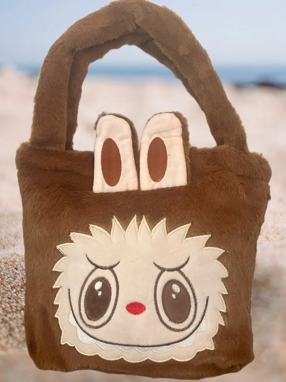 Plush Labubu Brown Tote Bag for Kids